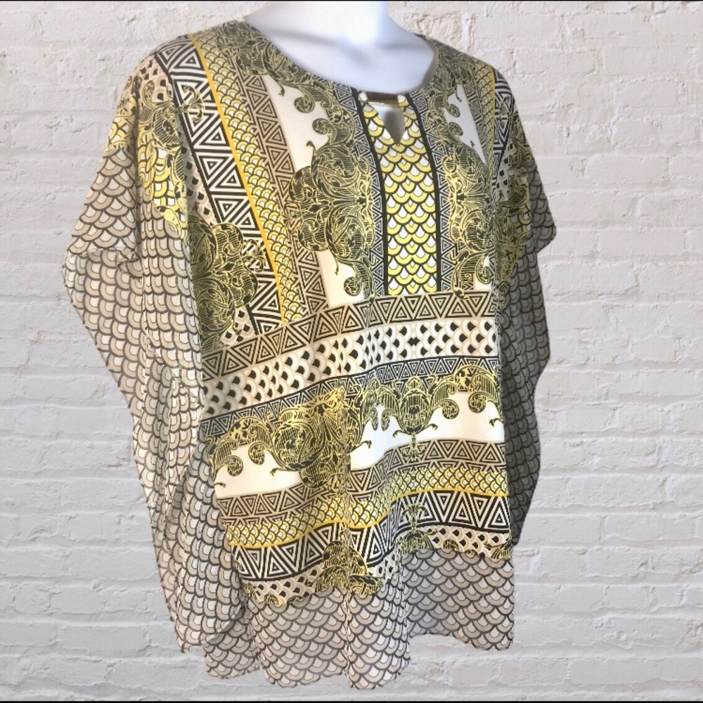 🍁 JM Collection Yellow Gold Batwing Caftan Top - Picture 3 of 5